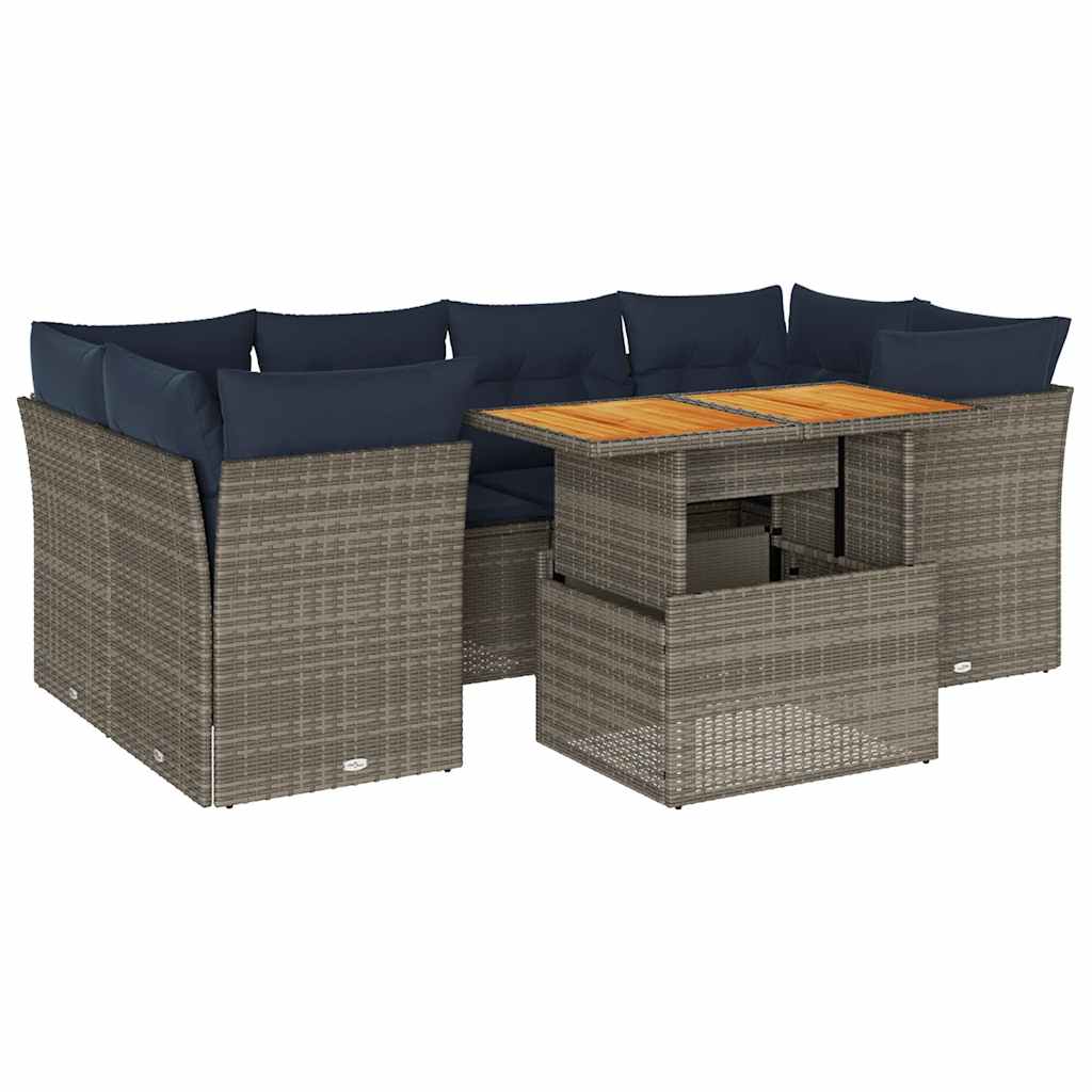 7-delige Loungeset met kussens poly rattan grijs is nu te koop bij PeponiXL, paradijselijk wonen!