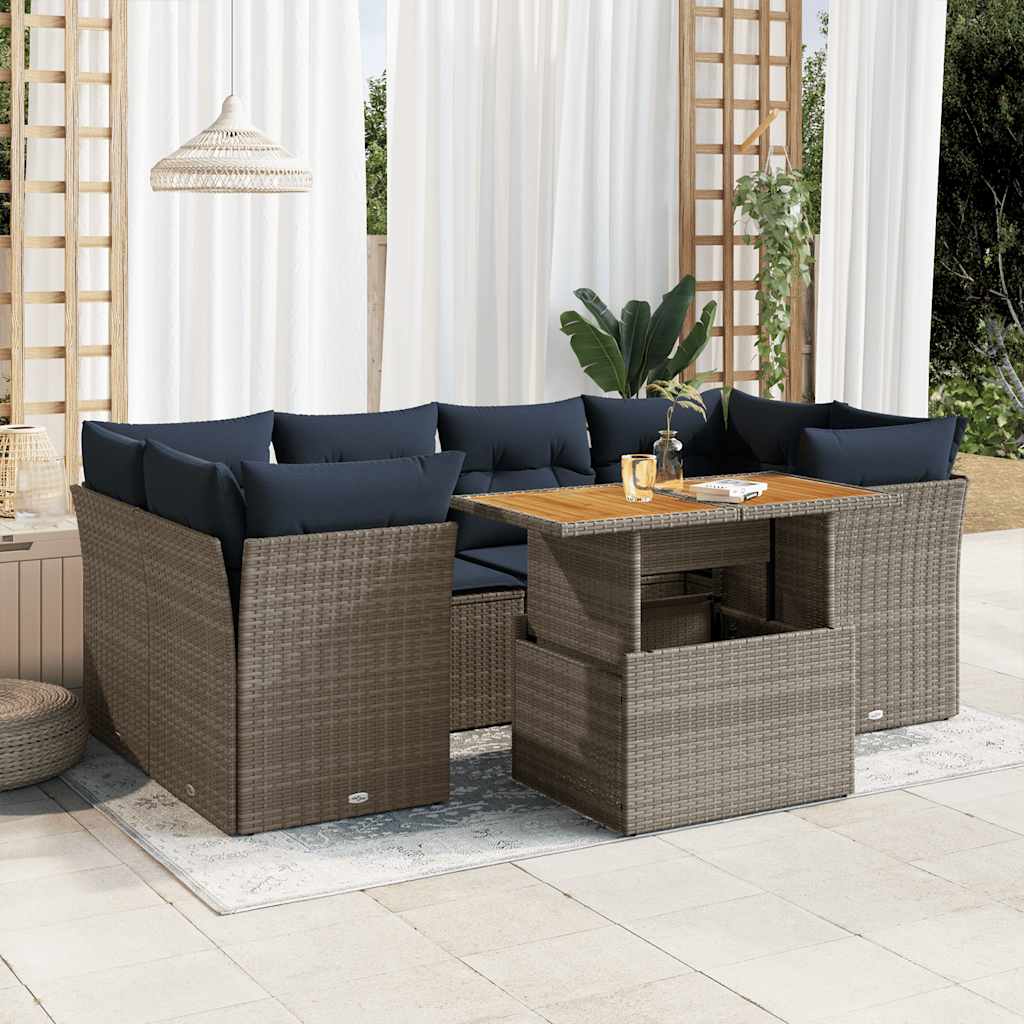 7-delige Loungeset met kussens poly rattan grijs is nu te koop bij PeponiXL, paradijselijk wonen!
