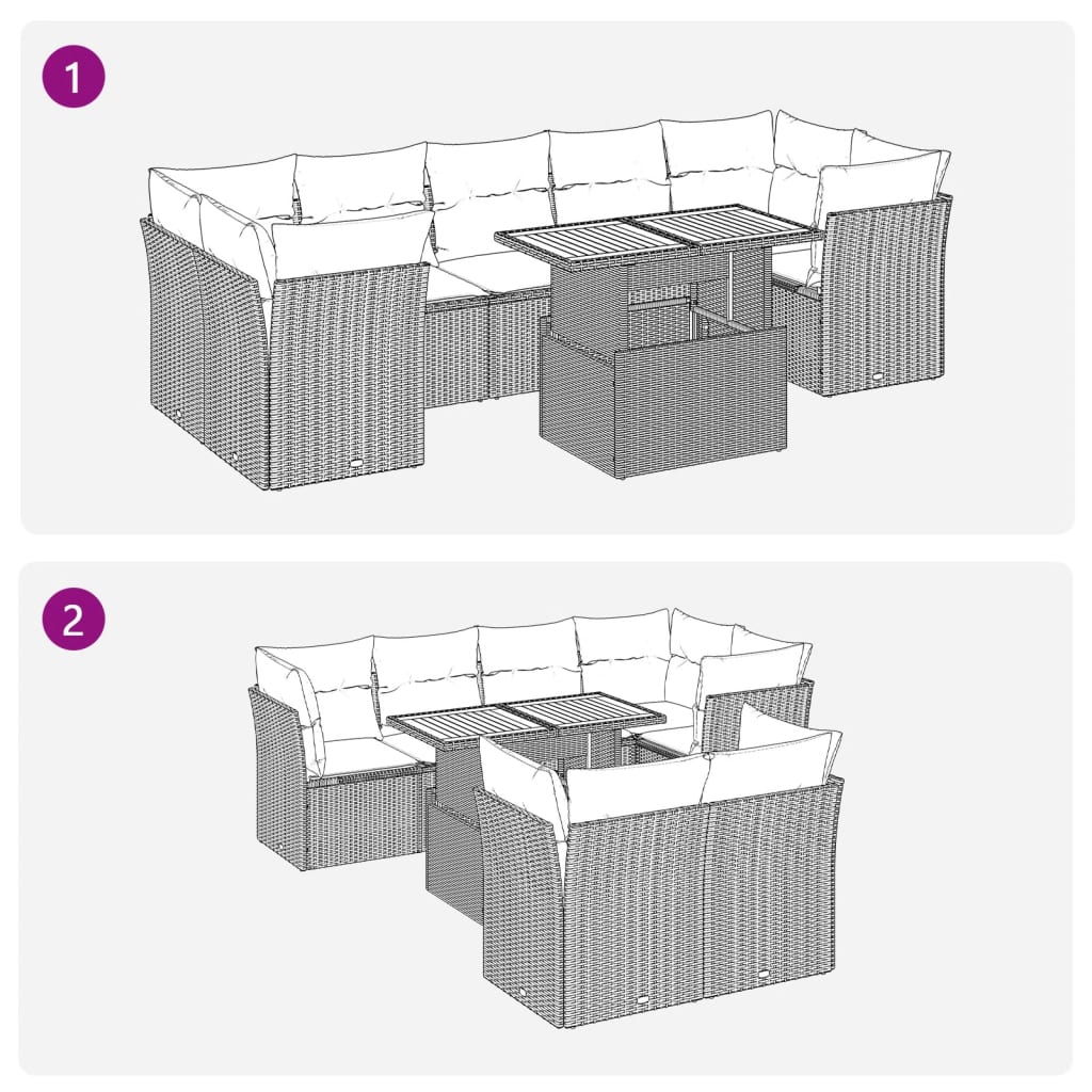 8-delige Loungeset met kussens poly rattan zwart is nu te koop bij PeponiXL, paradijselijk wonen!