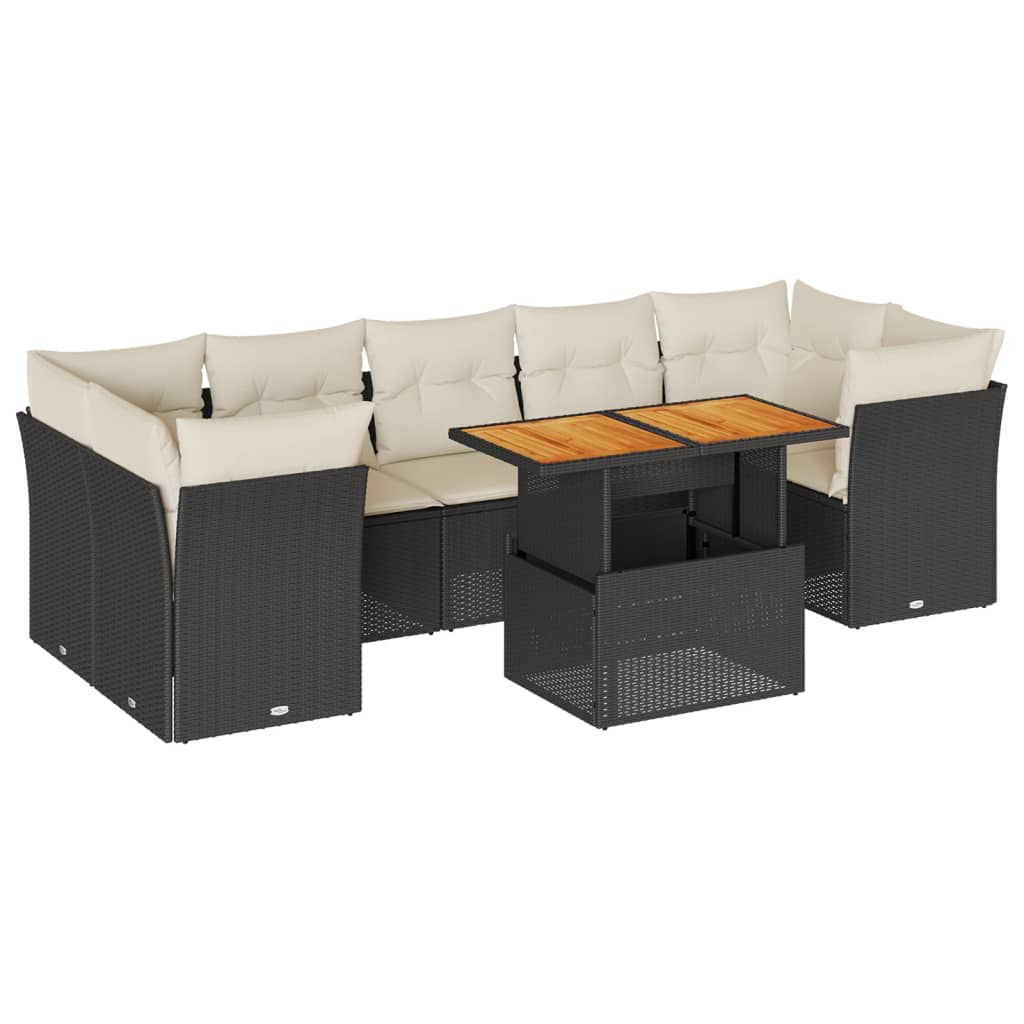 8-delige Loungeset met kussens poly rattan zwart is nu te koop bij PeponiXL, paradijselijk wonen!