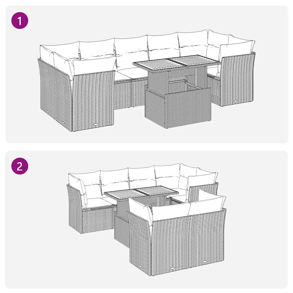 8-delige Loungeset met kussens poly rattan zwart is nu te koop bij PeponiXL, paradijselijk wonen!