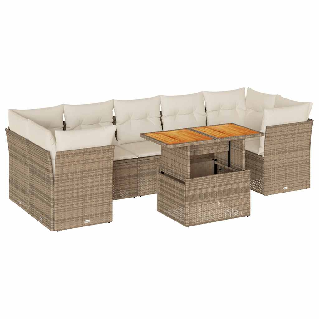 8-delige Loungeset met kussens poly rattan beige is nu te koop bij PeponiXL, paradijselijk wonen!