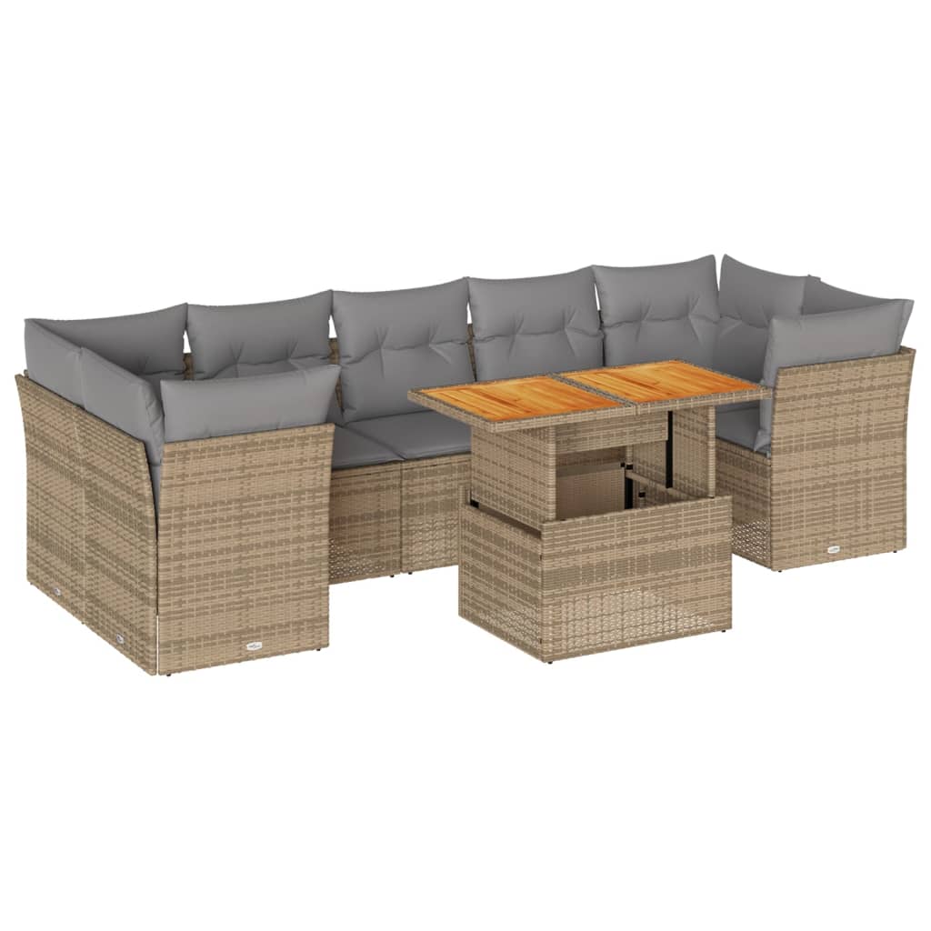 8-delige Loungeset met kussens poly rattan beige is nu te koop bij PeponiXL, paradijselijk wonen!