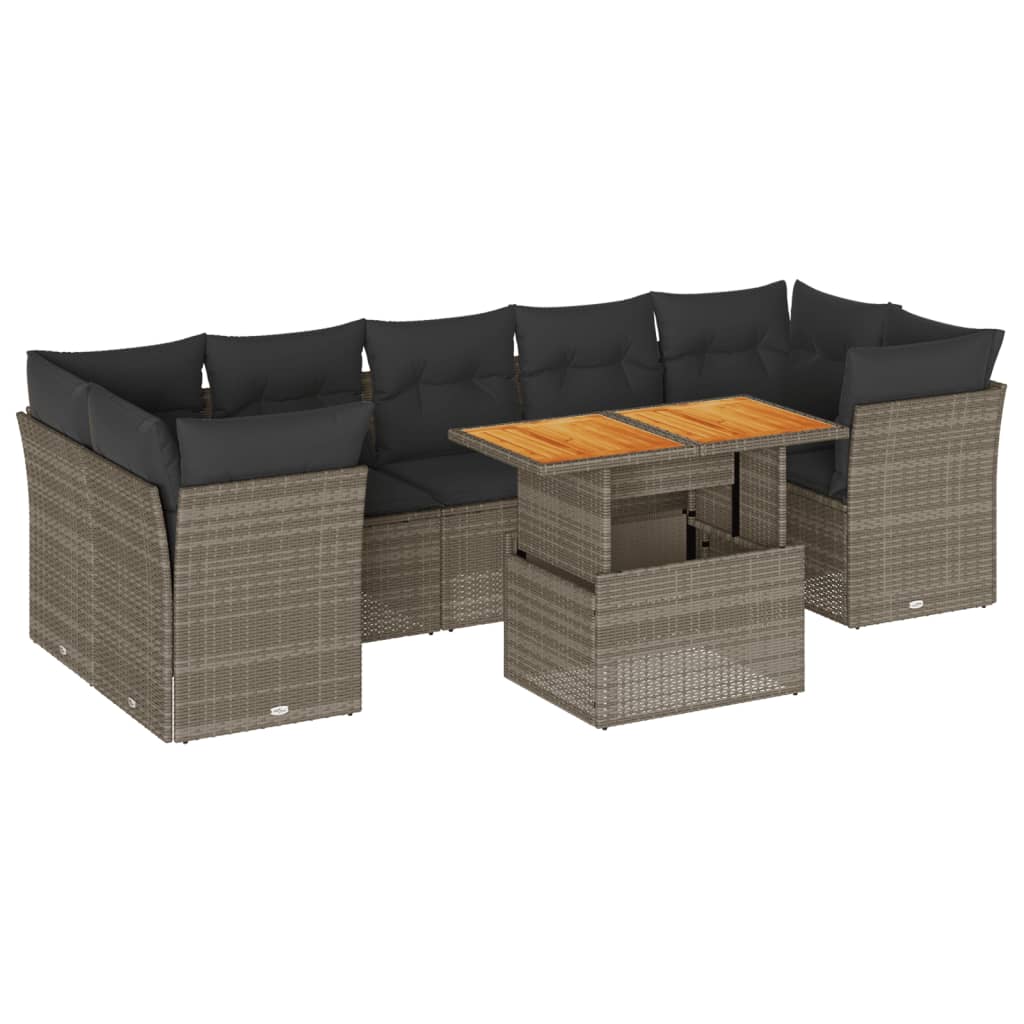 8-delige Loungeset met kussens poly rattan grijs is nu te koop bij PeponiXL, paradijselijk wonen!