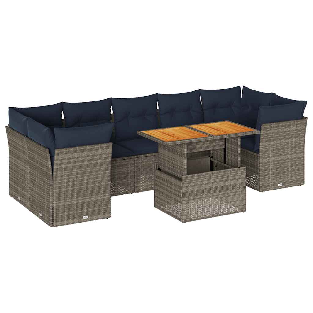 8-delige Loungeset met kussens poly rattan grijs is nu te koop bij PeponiXL, paradijselijk wonen!