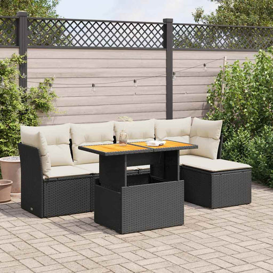 6-delige Loungeset met kussens poly rattan zwart is nu te koop bij PeponiXL, paradijselijk wonen!