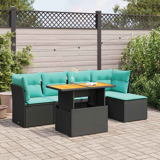 6-delige Loungeset met kussens poly rattan zwart is nu te koop bij PeponiXL, paradijselijk wonen!