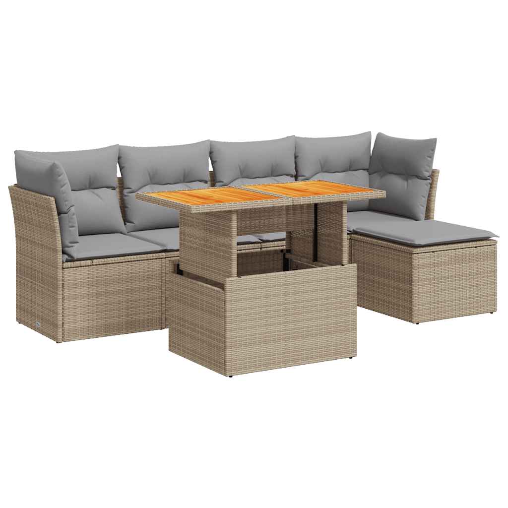 6-delige Loungeset met kussens poly rattan beige is nu te koop bij PeponiXL, paradijselijk wonen!