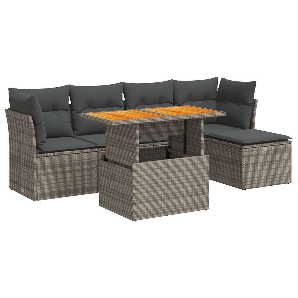 6-delige Loungeset met kussens poly rattan grijs is nu te koop bij PeponiXL, paradijselijk wonen!