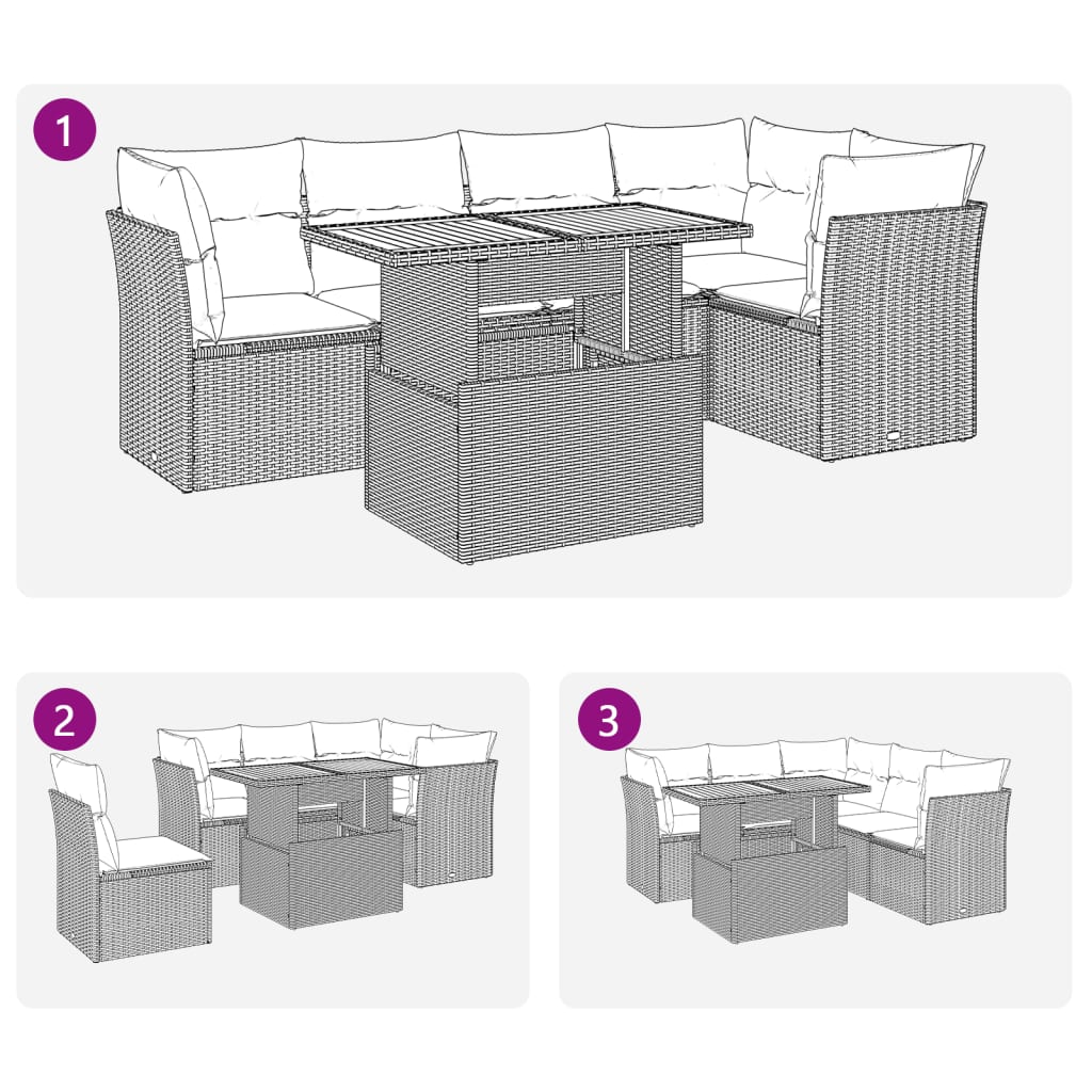 6-delige Loungeset met kussens poly rattan zwart is nu te koop bij PeponiXL, paradijselijk wonen!