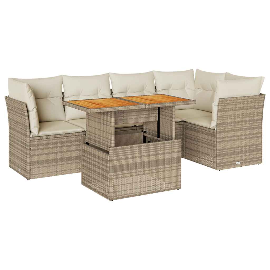 6-delige Loungeset met kussens poly rattan beige is nu te koop bij PeponiXL, paradijselijk wonen!