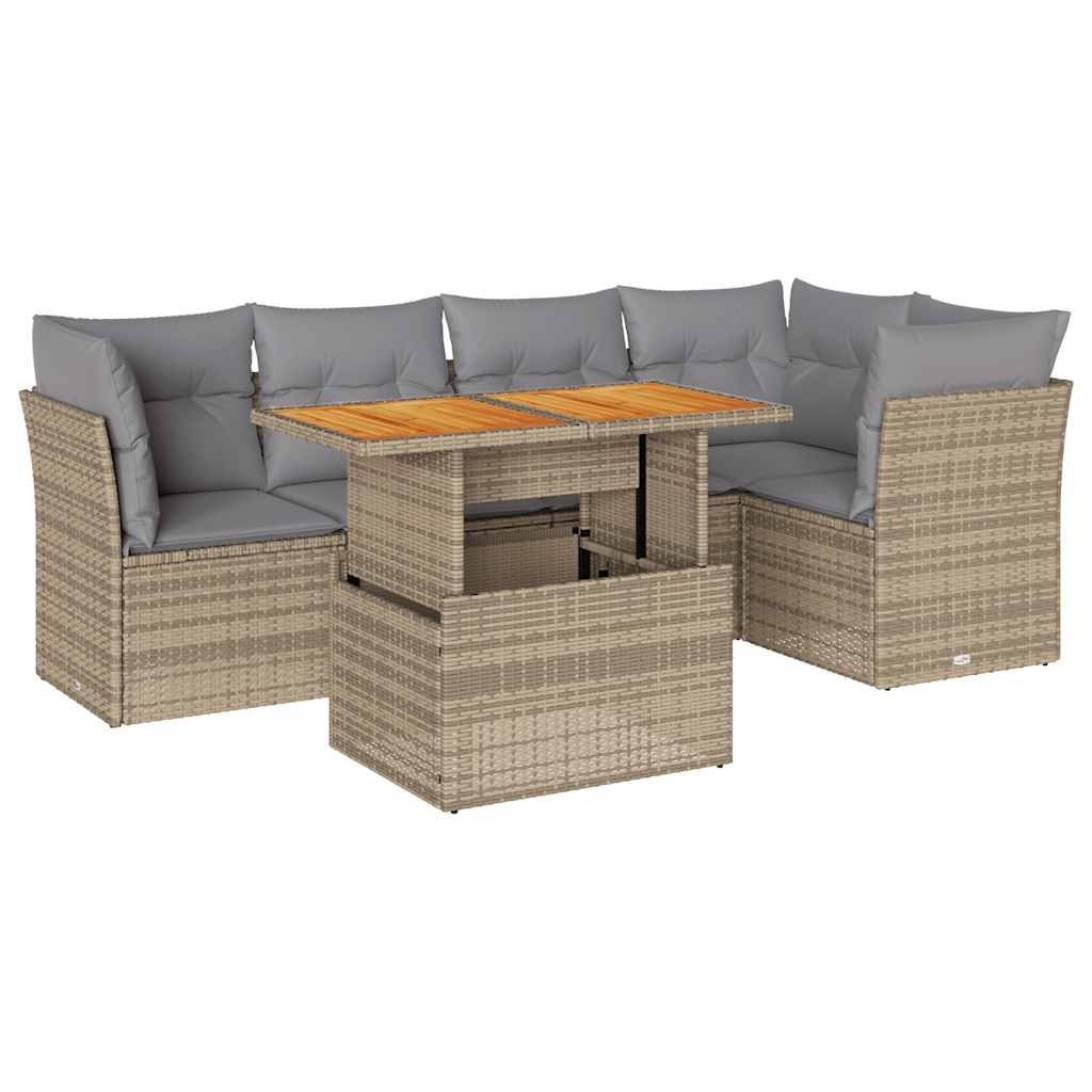 6-delige Loungeset met kussens poly rattan beige is nu te koop bij PeponiXL, paradijselijk wonen!