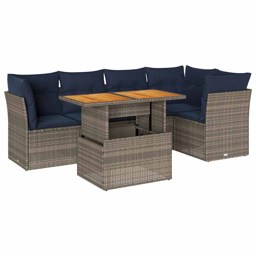 6-delige Loungeset met kussens poly rattan grijs is nu te koop bij PeponiXL, paradijselijk wonen!