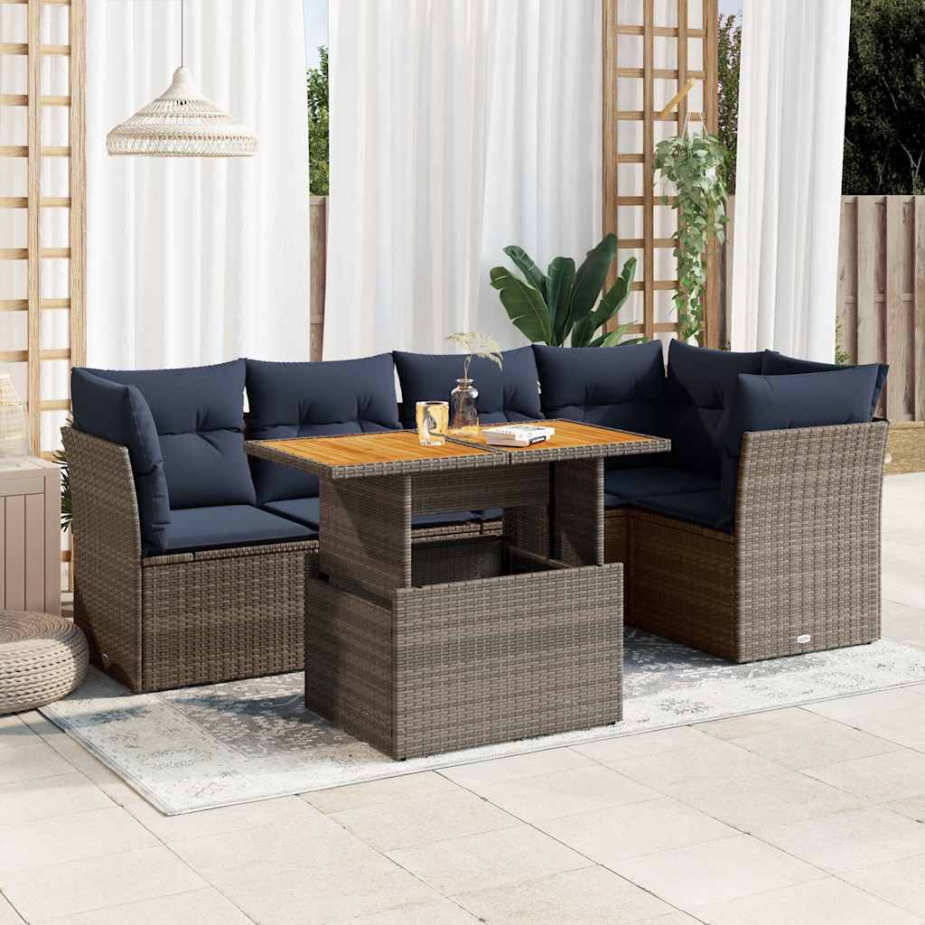 6-delige Loungeset met kussens poly rattan grijs is nu te koop bij PeponiXL, paradijselijk wonen!