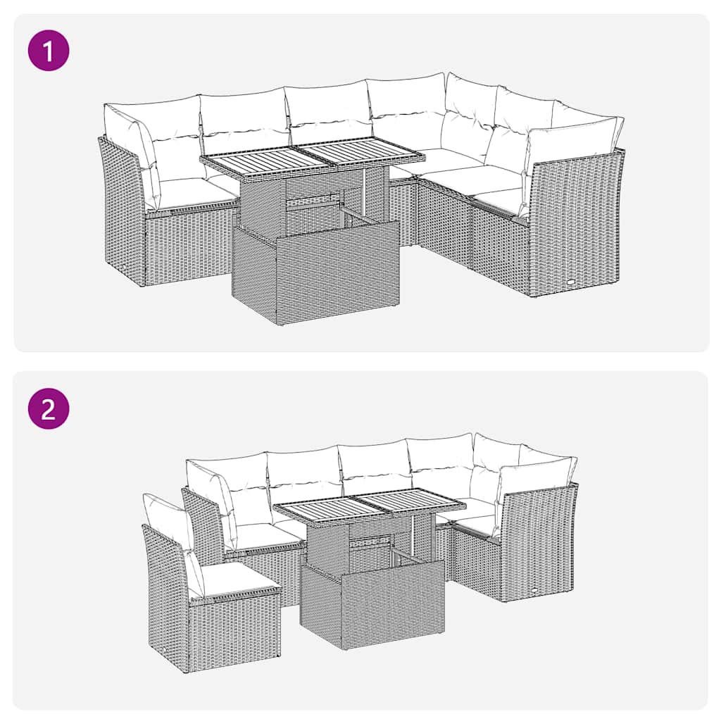 7-delige Loungeset met kussens poly rattan beige is nu te koop bij PeponiXL, paradijselijk wonen!
