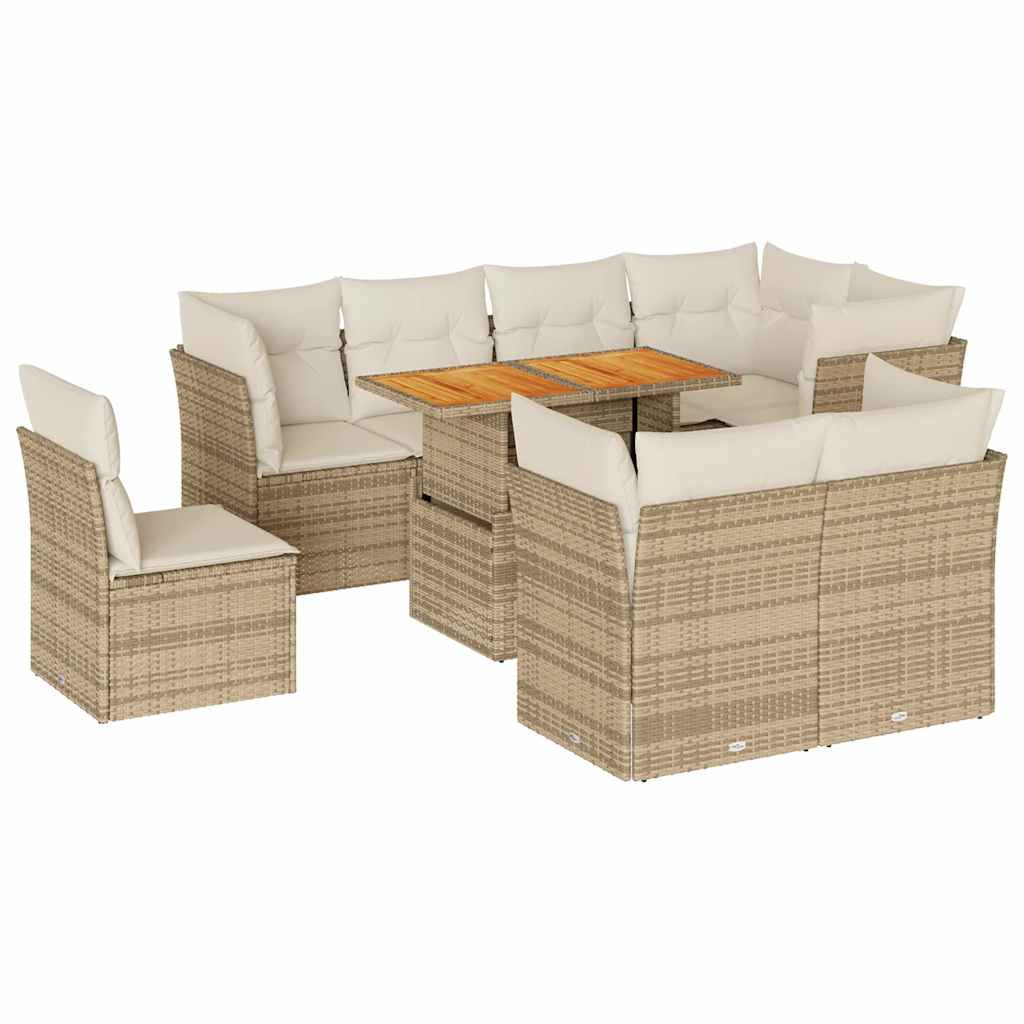 9-delige Loungeset met kussens poly rattan beige is nu te koop bij PeponiXL, paradijselijk wonen!