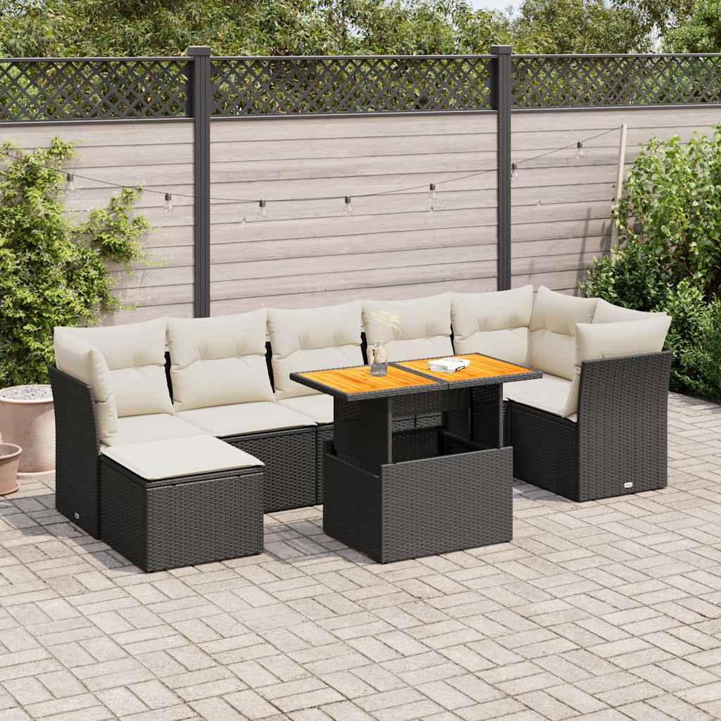 8-delige Loungeset met kussens poly rattan zwart is nu te koop bij PeponiXL, paradijselijk wonen!
