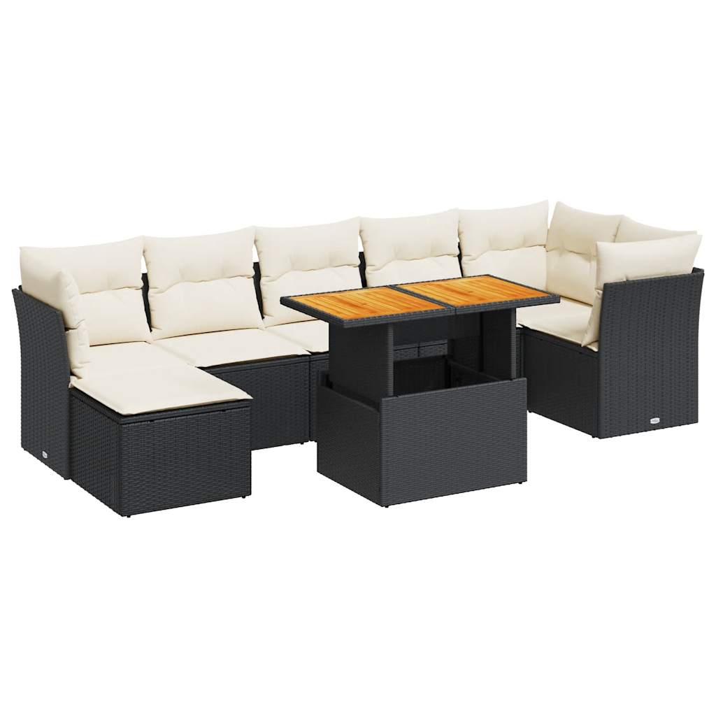 8-delige Loungeset met kussens poly rattan zwart is nu te koop bij PeponiXL, paradijselijk wonen!