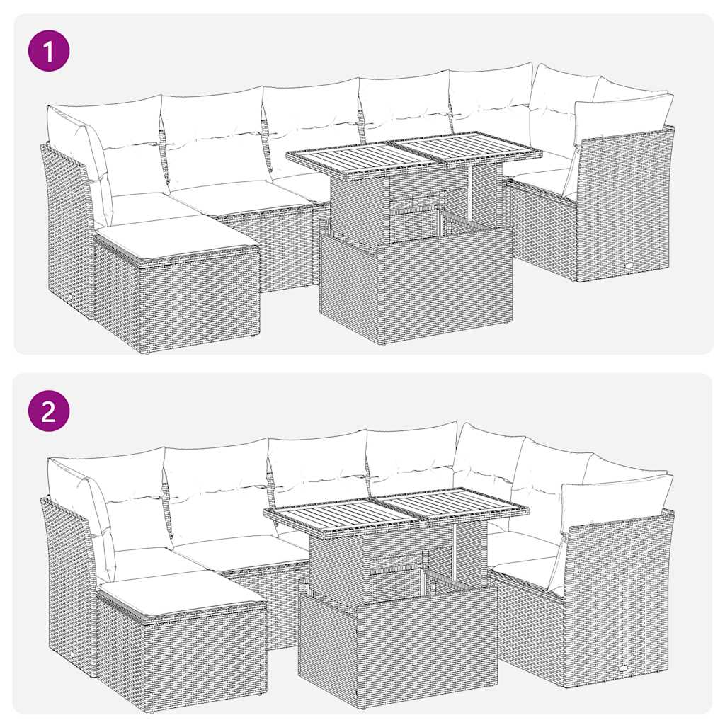 8-delige Loungeset met kussens poly rattan zwart is nu te koop bij PeponiXL, paradijselijk wonen!