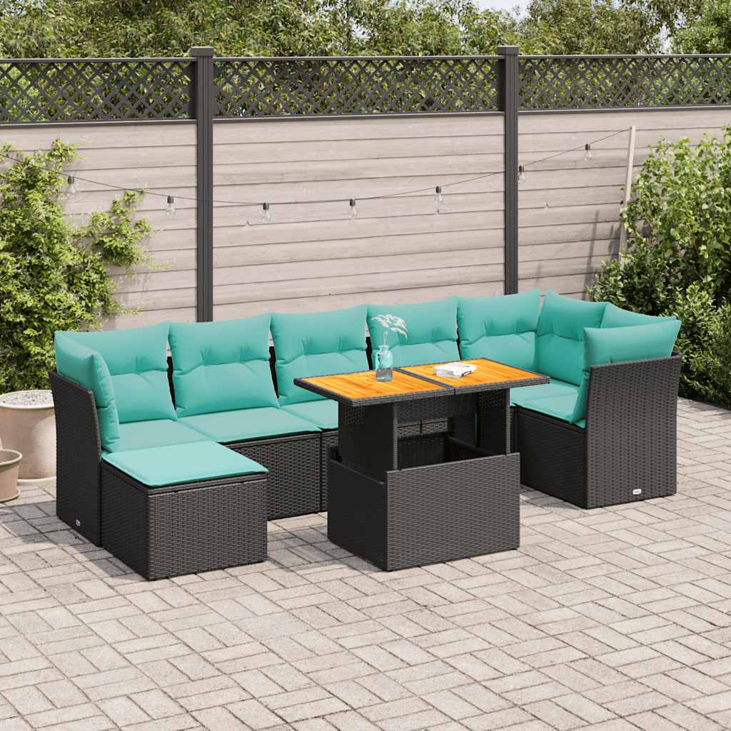 8-delige Loungeset met kussens poly rattan zwart is nu te koop bij PeponiXL, paradijselijk wonen!