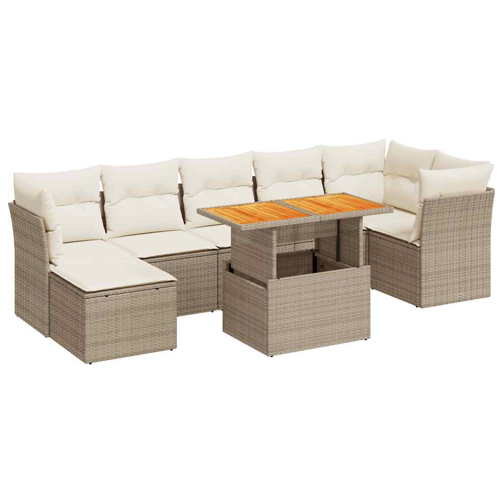 8-delige Loungeset met kussens poly rattan beige is nu te koop bij PeponiXL, paradijselijk wonen!