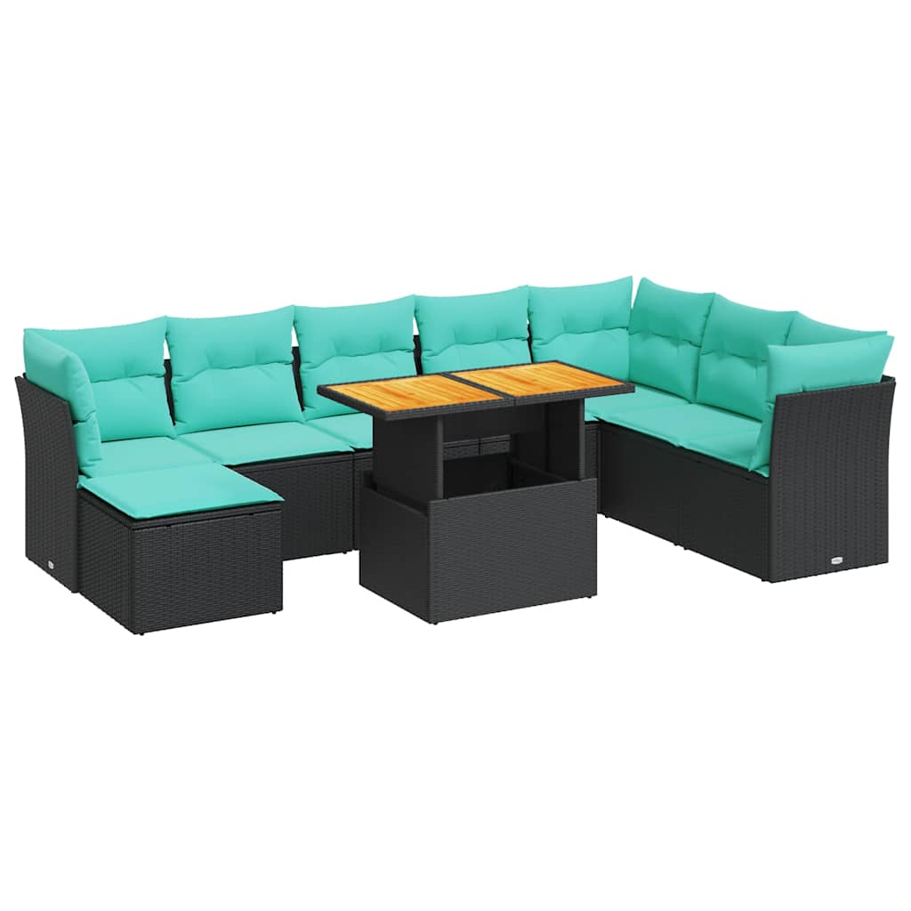 6-delige Loungeset met kussens poly rattan zwart is nu te koop bij PeponiXL, paradijselijk wonen!