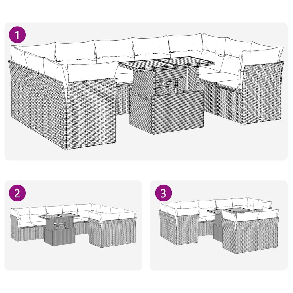 10-delige Loungeset met kussens poly rattan beige is nu te koop bij PeponiXL, paradijselijk wonen!