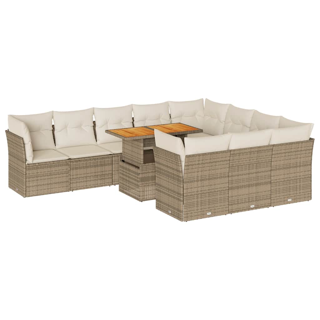 11-delige Tuinset met kussens poly rattan beige is nu te koop bij PeponiXL, paradijselijk wonen!