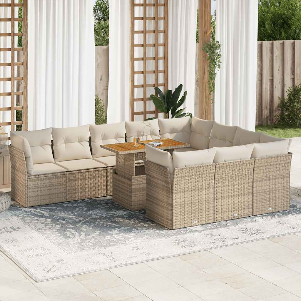 11-delige Tuinset met kussens poly rattan beige is nu te koop bij PeponiXL, paradijselijk wonen!