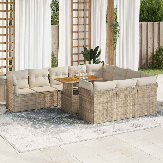 11-delige Tuinset met kussens poly rattan beige is nu te koop bij PeponiXL, paradijselijk wonen!