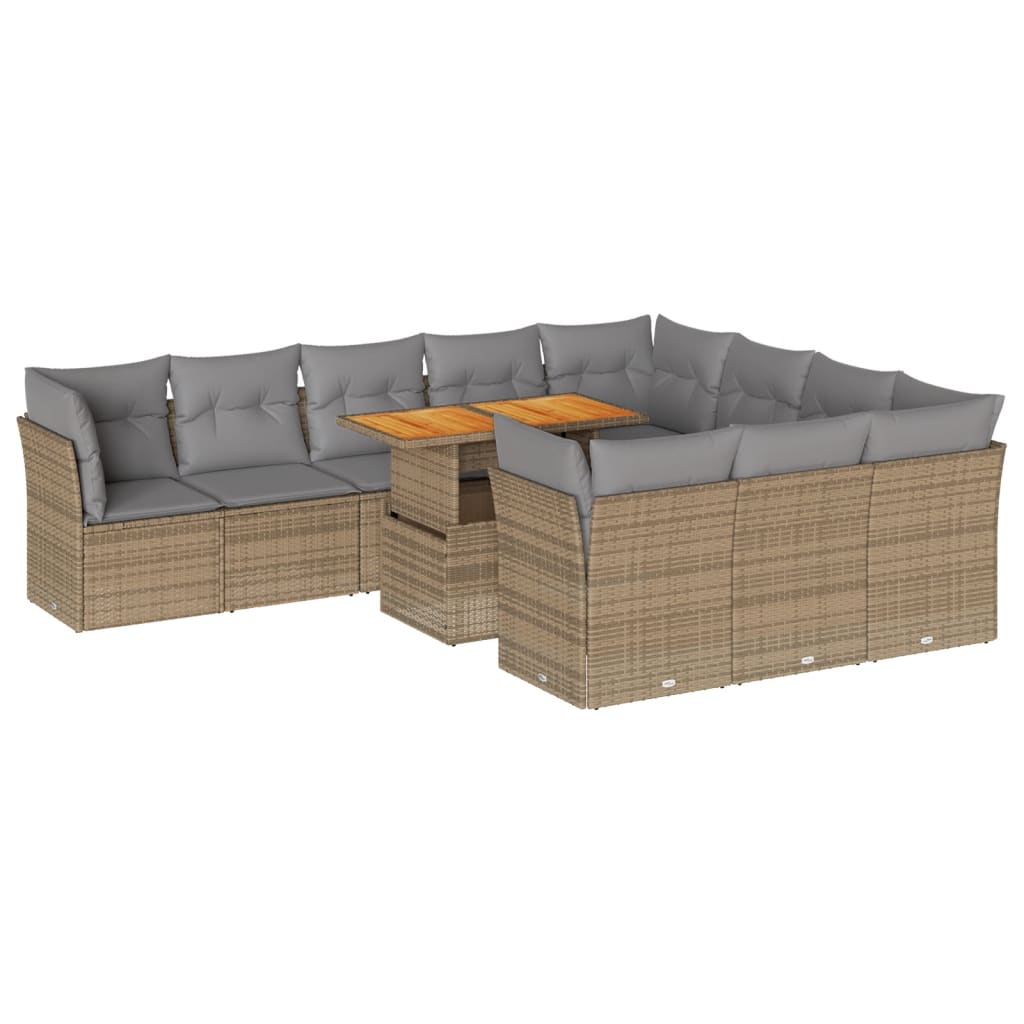 11-delige Tuinset met kussens poly rattan beige is nu te koop bij PeponiXL, paradijselijk wonen!