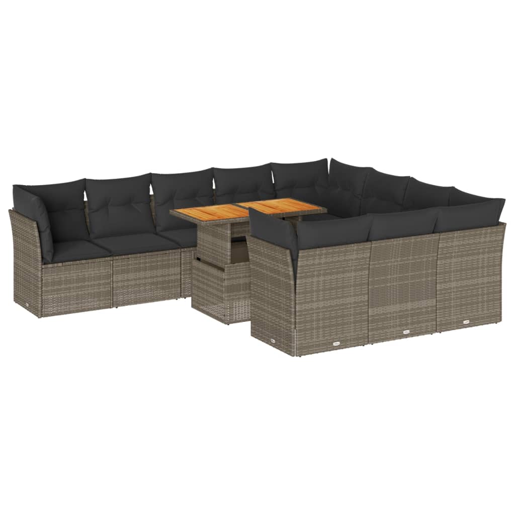 11-delige Loungeset met kussens poly rattan grijs is nu te koop bij PeponiXL, paradijselijk wonen!