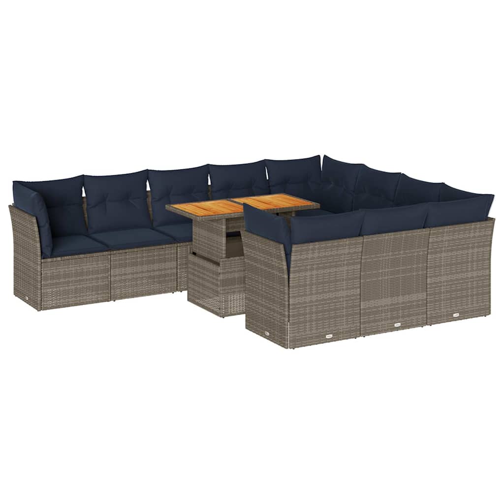 11-delige Loungeset met kussens poly rattan grijs is nu te koop bij PeponiXL, paradijselijk wonen!