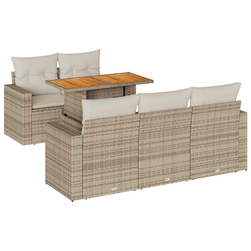 6-delige Loungeset met kussens poly rattan beige is nu te koop bij PeponiXL, paradijselijk wonen!
