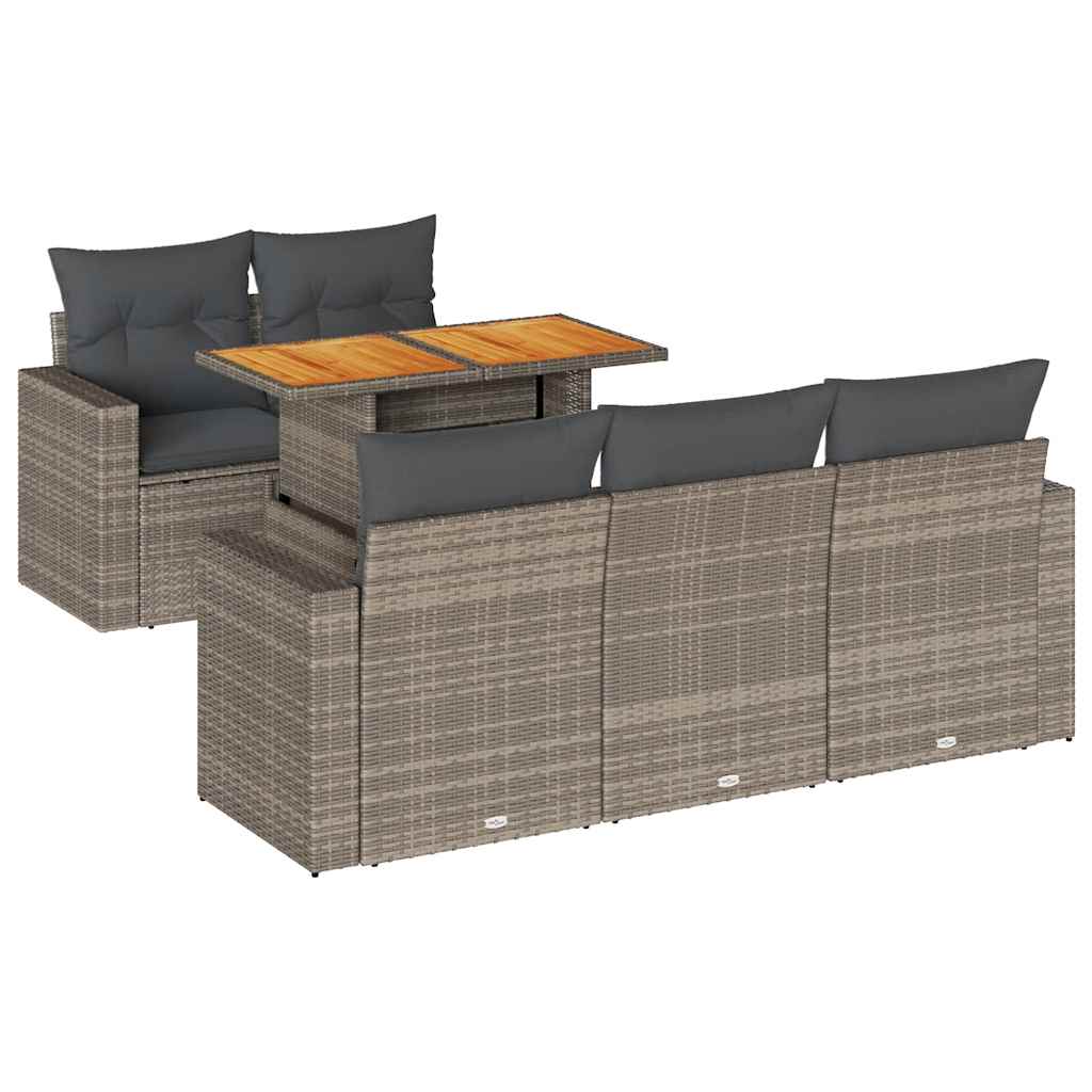 6-delige Loungeset met kussens poly rattan grijs is nu te koop bij PeponiXL, paradijselijk wonen!