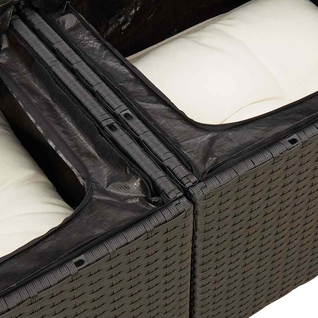 7-delige Loungeset met kussens poly rattan zwart is nu te koop bij PeponiXL, paradijselijk wonen!