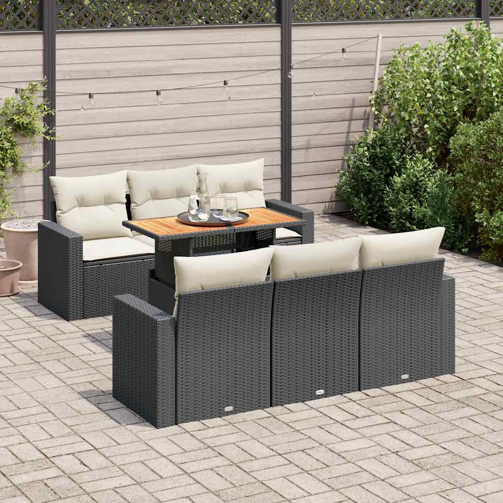 7-delige Loungeset met kussens poly rattan zwart is nu te koop bij PeponiXL, paradijselijk wonen!