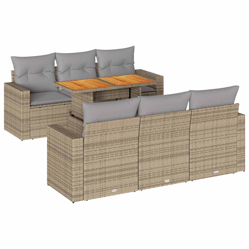 7-delige Loungeset met kussens poly rattan beige is nu te koop bij PeponiXL, paradijselijk wonen!