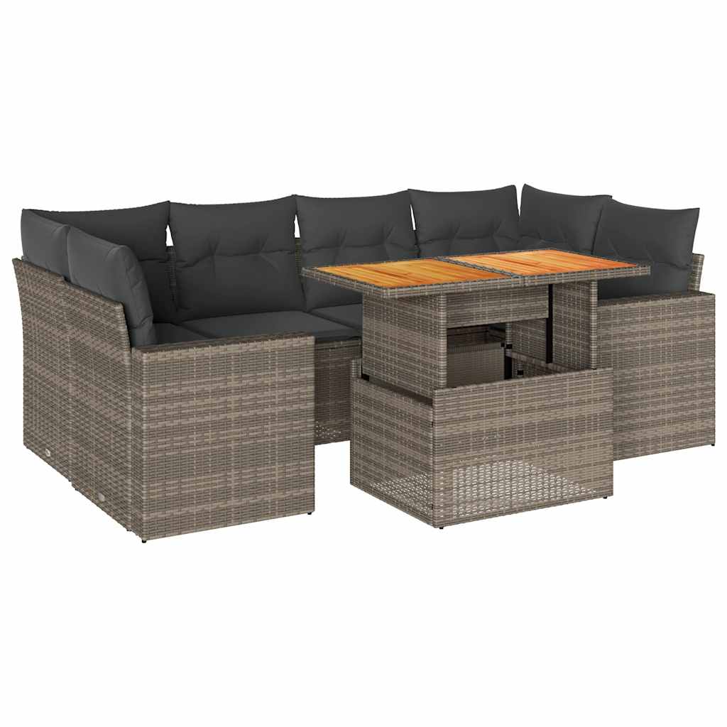 7-delige Loungeset met kussens poly rattan grijs is nu te koop bij PeponiXL, paradijselijk wonen!