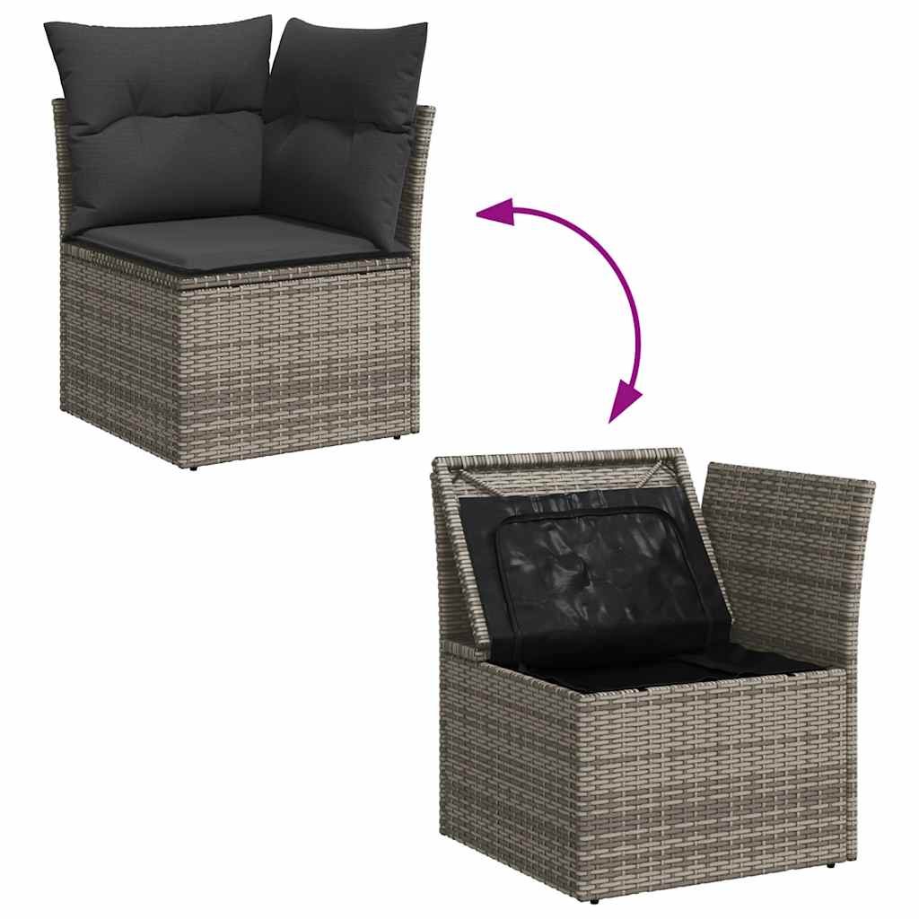 7-delige Loungeset met kussens poly rattan grijs is nu te koop bij PeponiXL, paradijselijk wonen!