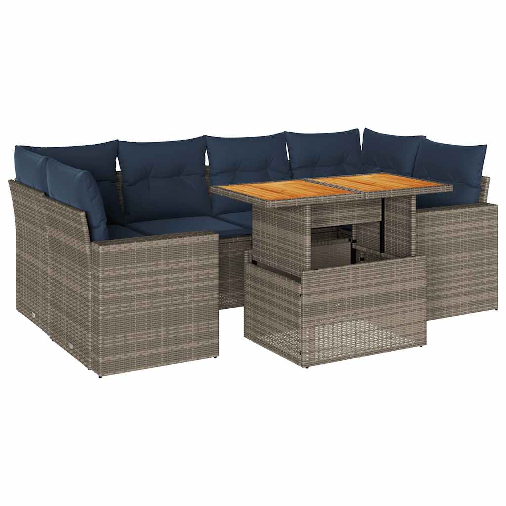 7-delige Loungeset met kussens poly rattan grijs is nu te koop bij PeponiXL, paradijselijk wonen!