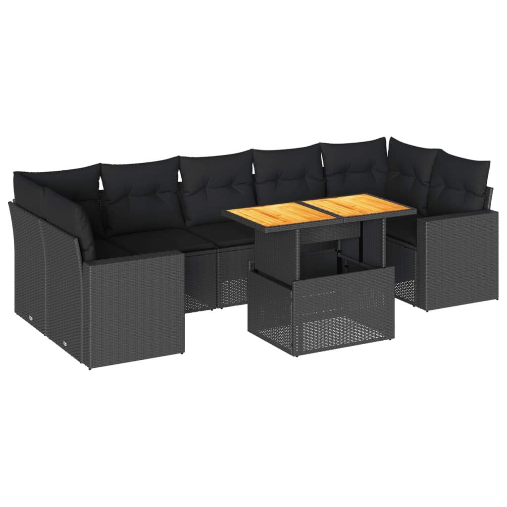 8-delige Loungeset met kussens poly rattan zwart is nu te koop bij PeponiXL, paradijselijk wonen!