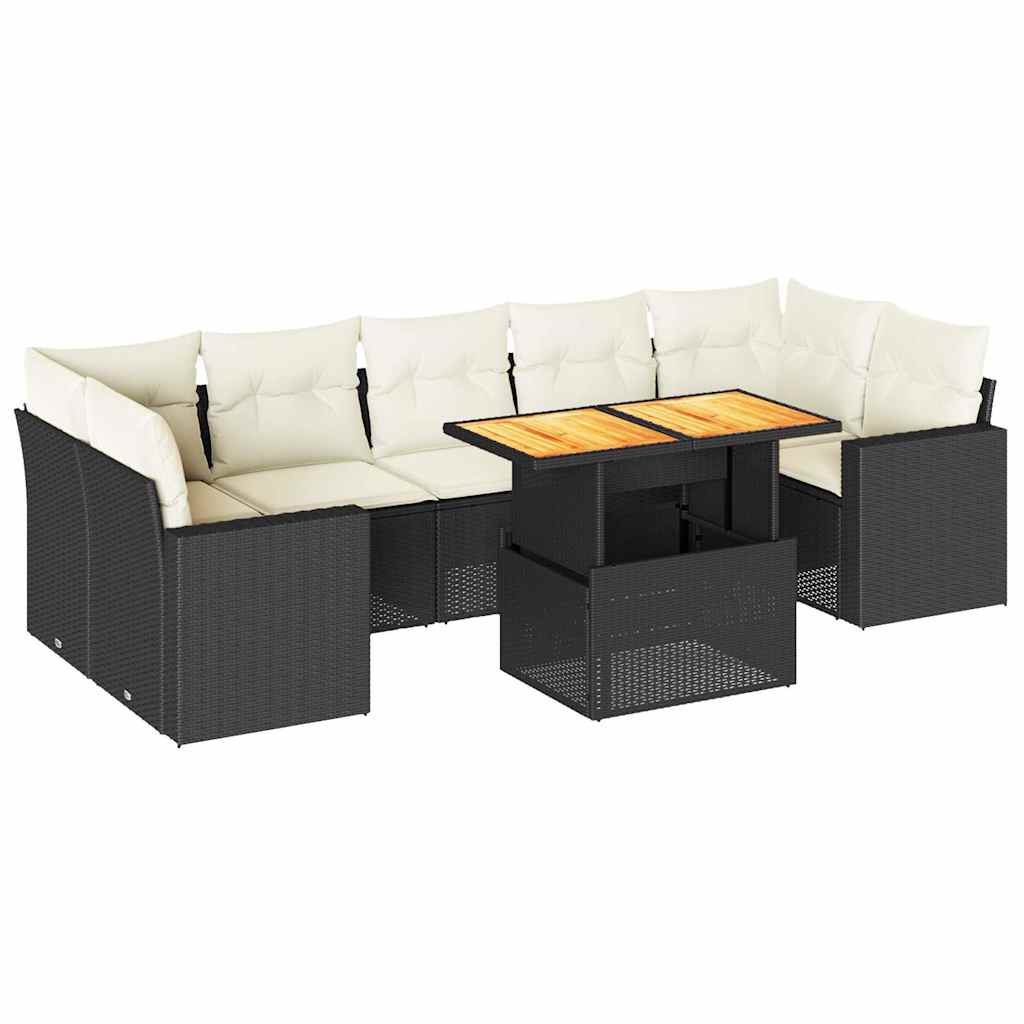 8-delige Loungeset met kussens poly rattan zwart is nu te koop bij PeponiXL, paradijselijk wonen!