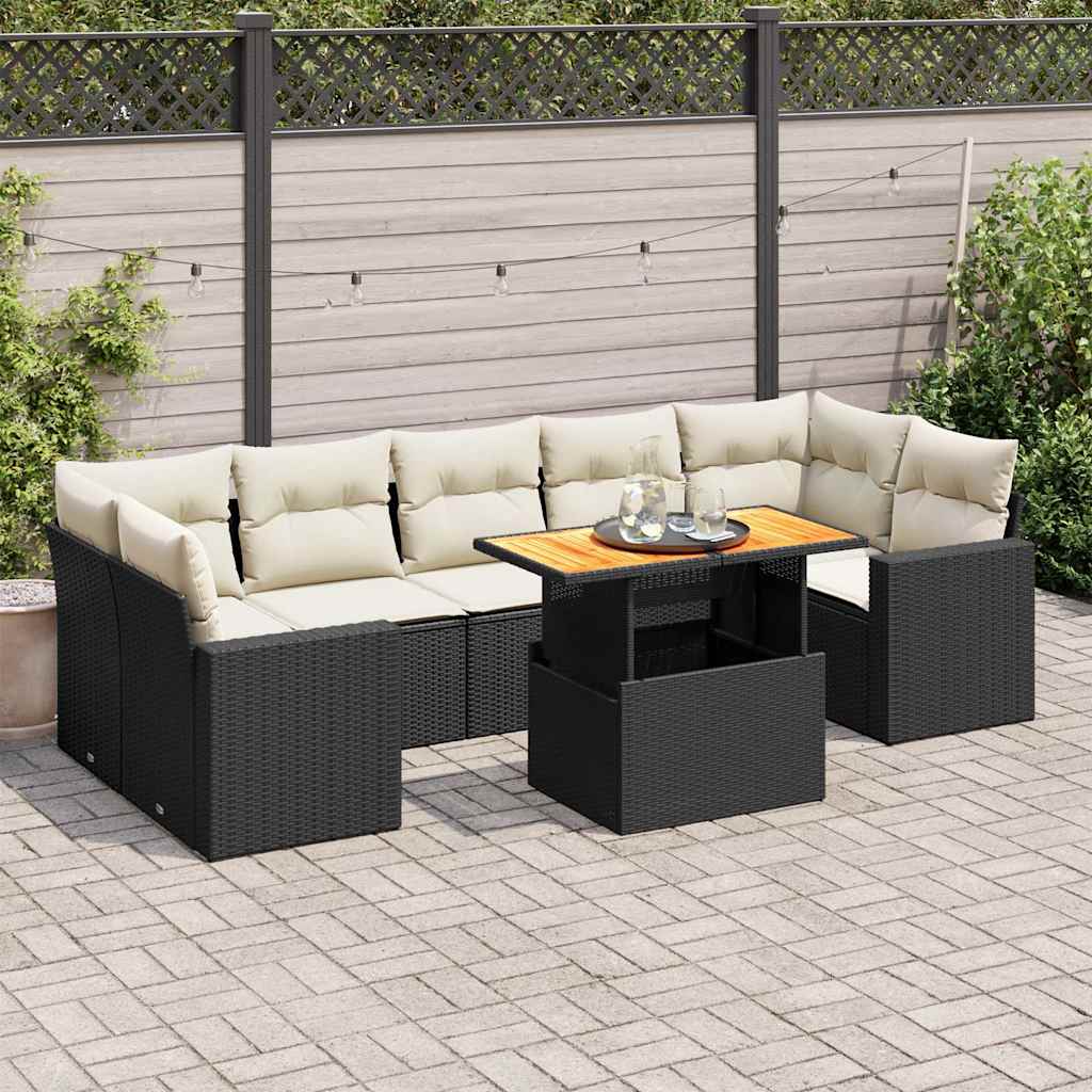 8-delige Loungeset met kussens poly rattan zwart is nu te koop bij PeponiXL, paradijselijk wonen!