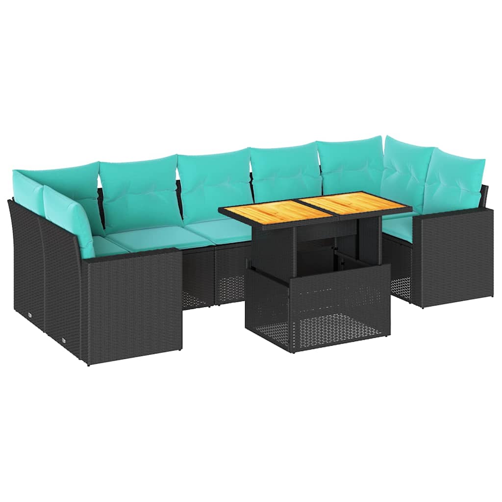 8-delige Loungeset met kussens poly rattan zwart is nu te koop bij PeponiXL, paradijselijk wonen!