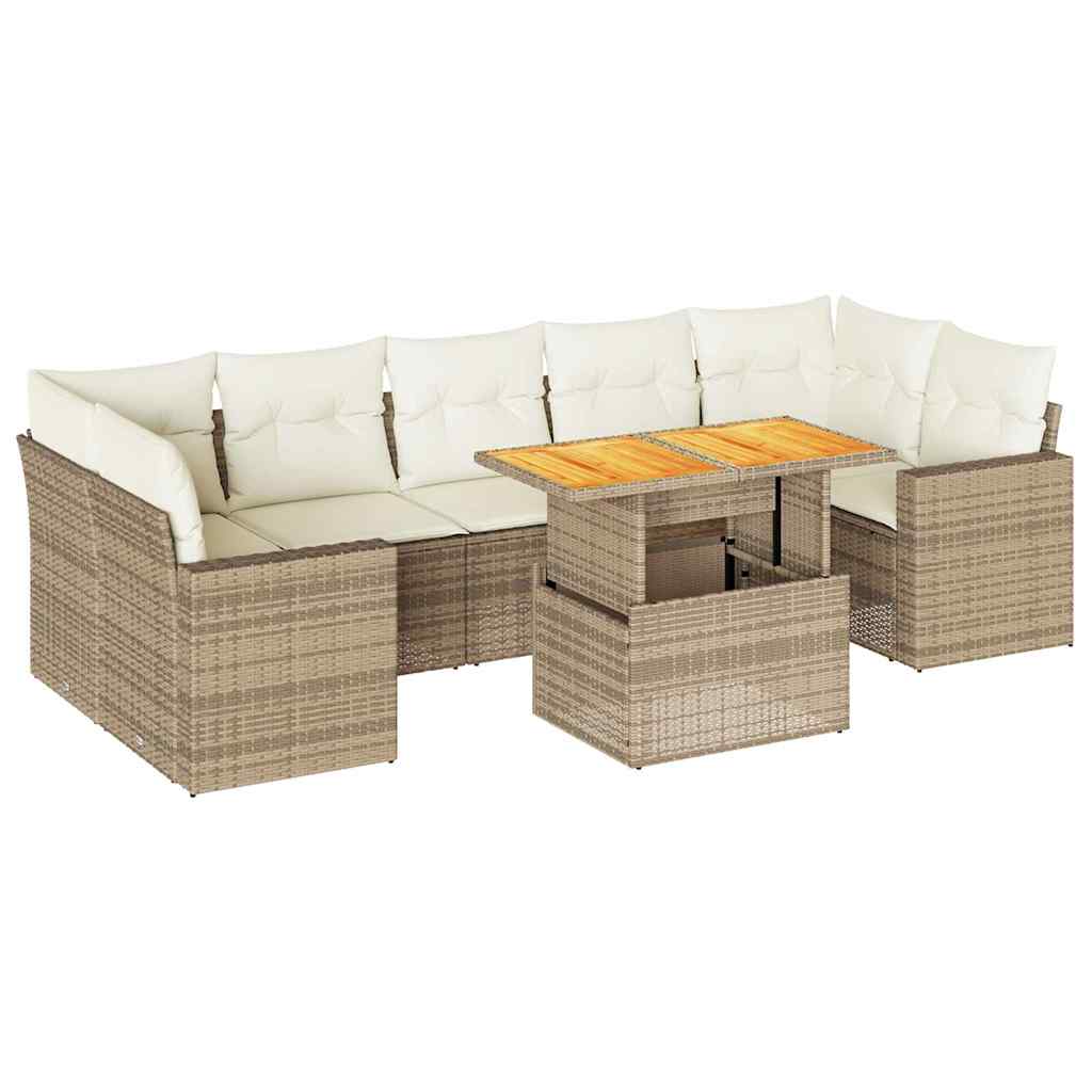 8-delige Loungeset met kussens poly rattan beige is nu te koop bij PeponiXL, paradijselijk wonen!