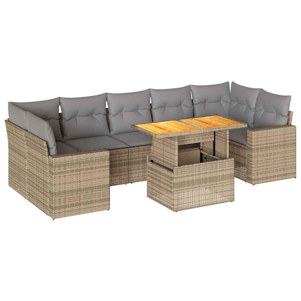 8-delige Loungeset met kussens poly rattan beige is nu te koop bij PeponiXL, paradijselijk wonen!