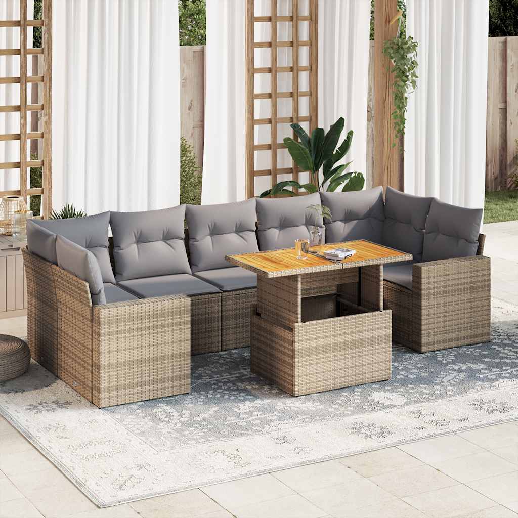 8-delige Loungeset met kussens poly rattan beige is nu te koop bij PeponiXL, paradijselijk wonen!