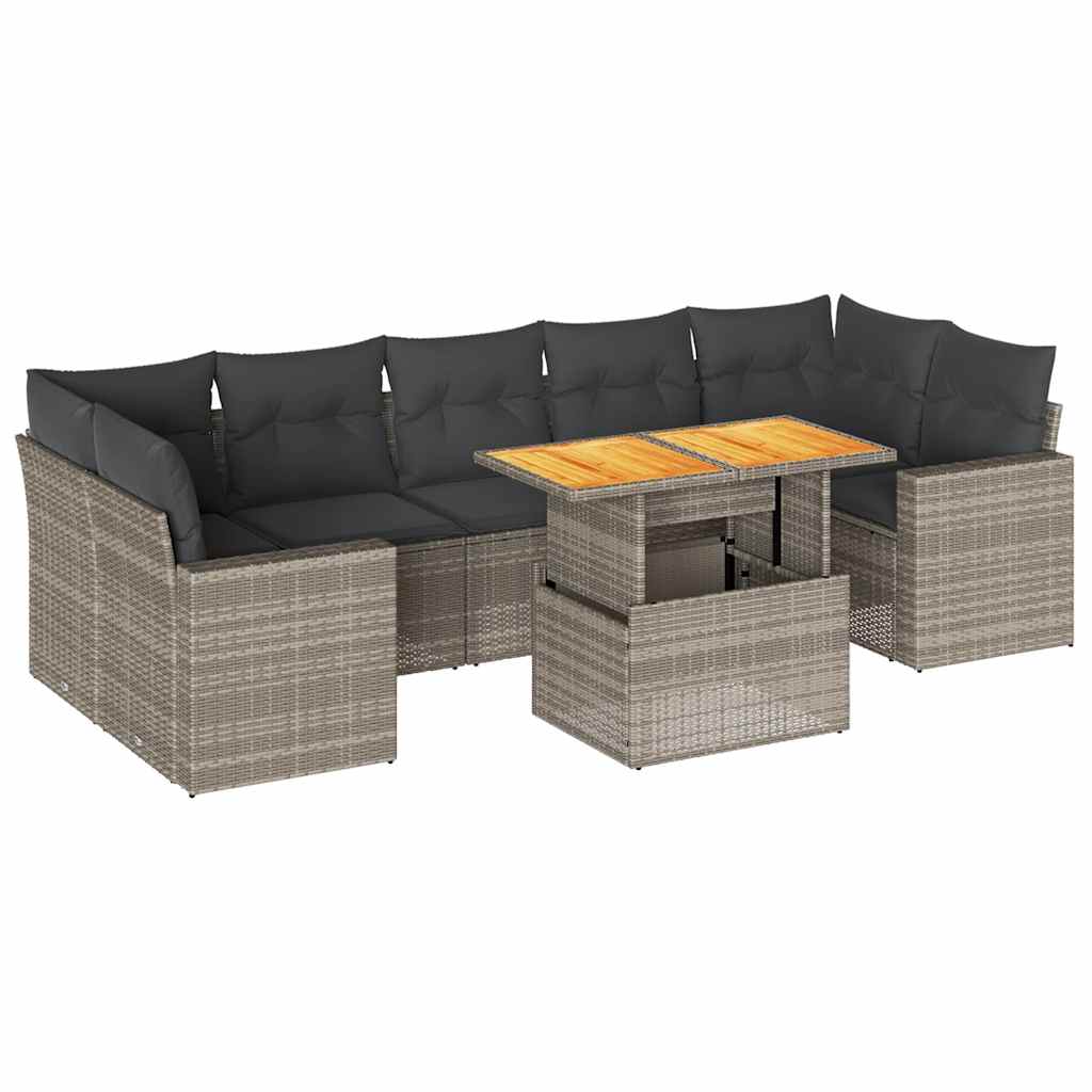 8-delige Loungeset met kussens poly rattan grijs is nu te koop bij PeponiXL, paradijselijk wonen!