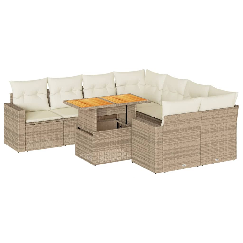 9-delige Loungeset met kussens poly rattan beige is nu te koop bij PeponiXL, paradijselijk wonen!